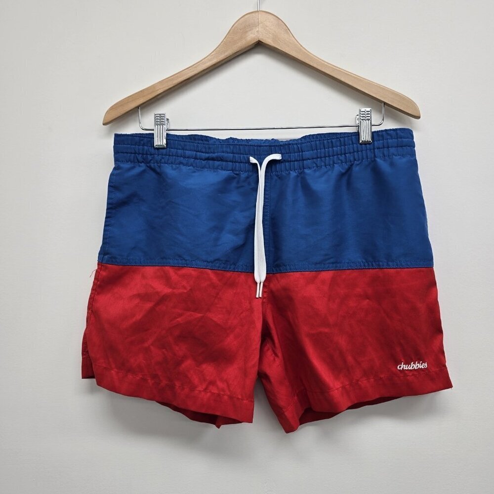 Chubbies The Liberties Swim Trunks Red White Blue USA Mesh Lined Mens Small READ